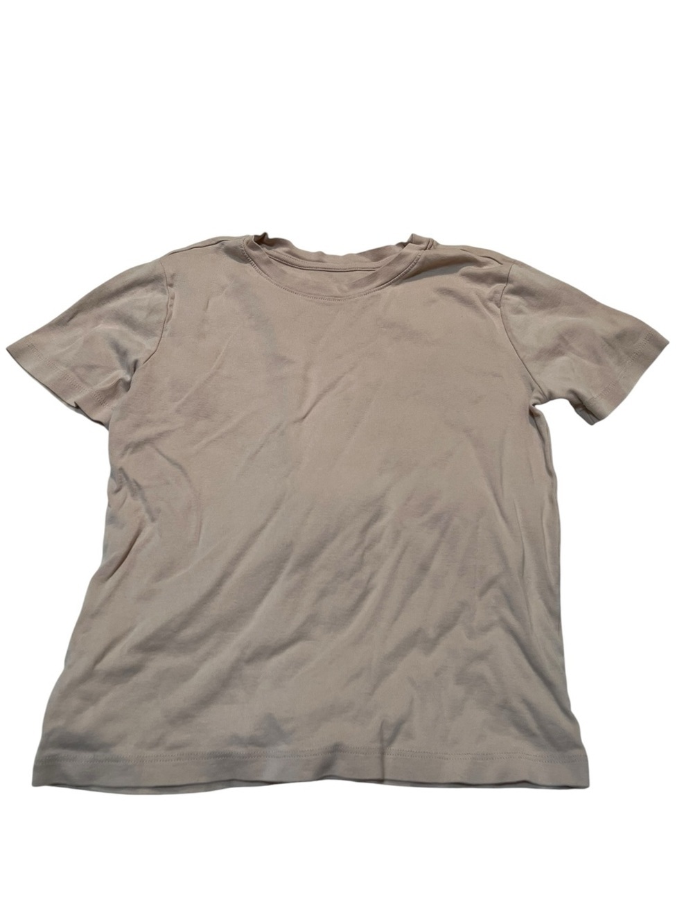Zara Short Sleeve Crewneck T-Shirt Beige Tan Cotton